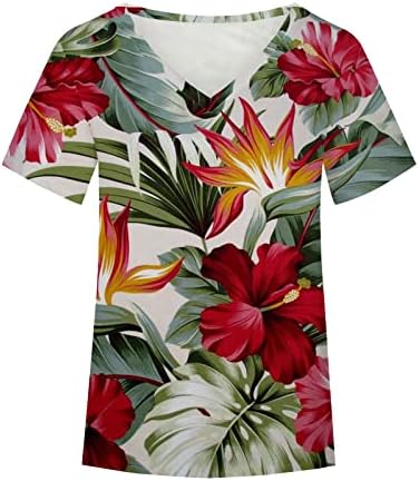 Лятна Есенна Графична Блуза, Дамски Памучен Ежедневни Тениска с Къс Ръкав и Дълбоко V-Образно Деколте за Момичета DR