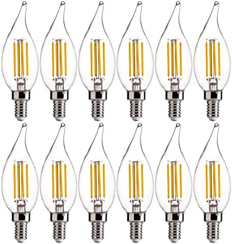 Led лампи FLSNT Candelabra Капацитет от 60 Вата В изражение, Лампи за полилеи CA11 LED E12, Мек Бял 2700 До 550 Lm, 5,5 W, 90 + Висок CRI, AC 120 В, 12 Бр., Без регулиране на яркостта
