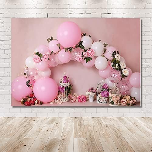 MEHOFOND 8x6ft Пролетта на Розови Балони Цветен Фон За Снимки Птичья Клетка Принцеса на 1-ви Рожден Ден Снимка на Момиче