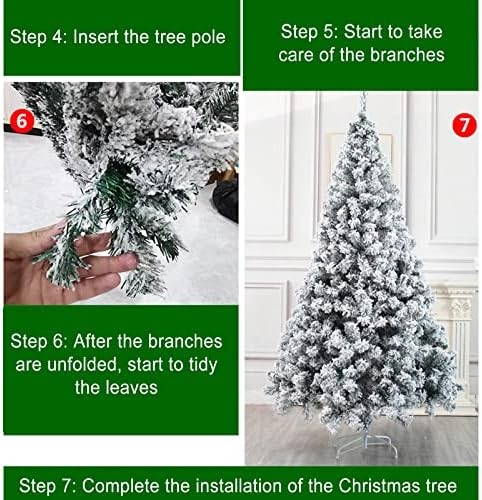 Коледна елха със сняг флокированием, Навесная изкуствена елха от борови дървета Премиум-клас, метална стойка и 200 буйни клони, лесно за монтаж, идеален избор за укра