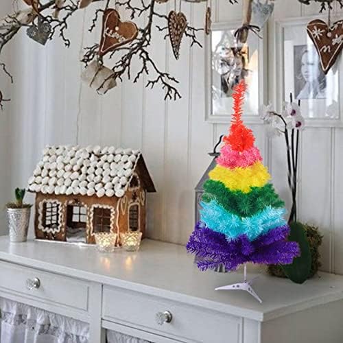 Tiffuniess Мини-Дъгова Коледно дърво, 23,6 инча Изкуствена Коледна Елха Коледна Шарената Елха на Коледа е Любов - това