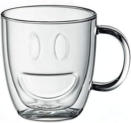 Прозрачни чаши с Смайликами с двойни стени, Комплект от 2, 11,5 грама