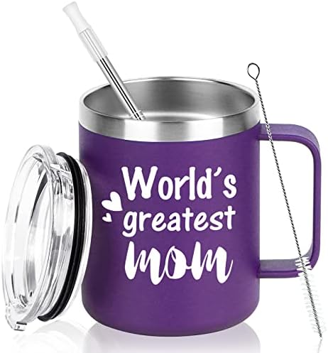 Кафеена чаша Cpskup World ' s Greatest Mom от неръждаема стомана, Подаръци за Деня на майката за мама, Подаръци за Деня