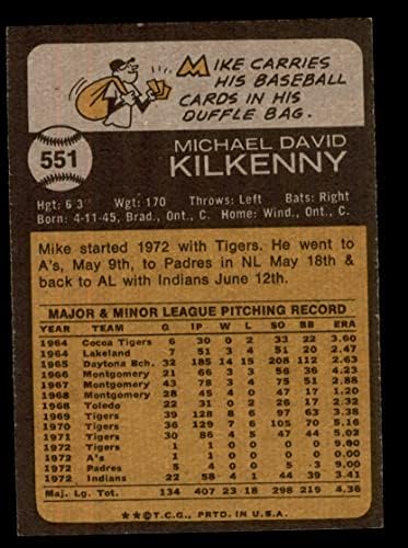 1973 Topps # 551 Майк Килкени Кливланд Индианс (Бейзболна карта) в Ню Йорк Индианс