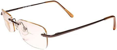 Кафяви Лещи Модерни Правоъгълни Бифокални Очила за четене Без Рамки 2.75 Reade