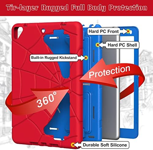 Защитен калъф за таблет, съвместим с iPad6/Air2 /Pro9.7, калъф за таблет за деца - Траен Лек устойчив на удари защитен калъф със стойка, защитен калъф (Цвят: червено и синьо)