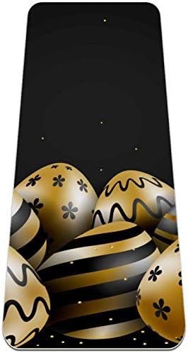 Siebzeh Golden Happy Easter Day Премиум-Дебела подложка за йога от екологично чист каучук за здраве и фитнес, Нескользящий