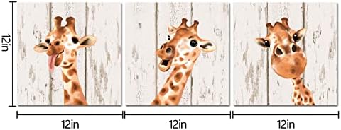 SiMiWOW Забавен Жираф на Стенно Изкуство Картина с Жирафа За Деца, Детска Спалня, Хол, Интериор за детската, Готова да бъде обесен, 12 x12x3 бр.