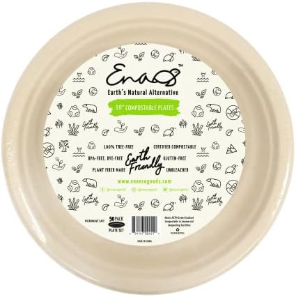 Компостируемые за еднократна употреба хартиени чинии на Едро [10 50 опаковки], Бамбукови чинии, Екологични, биоразградими,