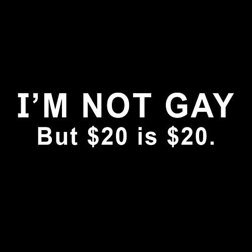 Аз не съм гей, Но 20 долара-това е двадесет долара Забавно 6-инчов Винил стикер На Автомобилна стикер (6 инча бял цвят)