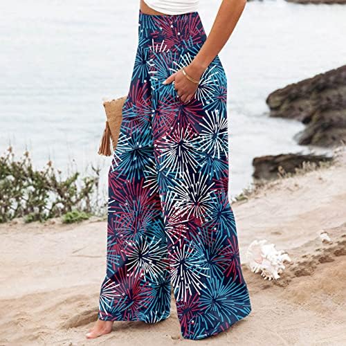 Дамски панталони Iaqnaocc, Удобни Плажни Панталони от Futon Лен с Висока Талия и джобове