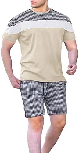 Летни Мъжки Ризи Мъжки Летен Комплект Заплитането на Ежедневния Спортен Комплект Ice Silk Slim Fit Тениска С Къс ръкав