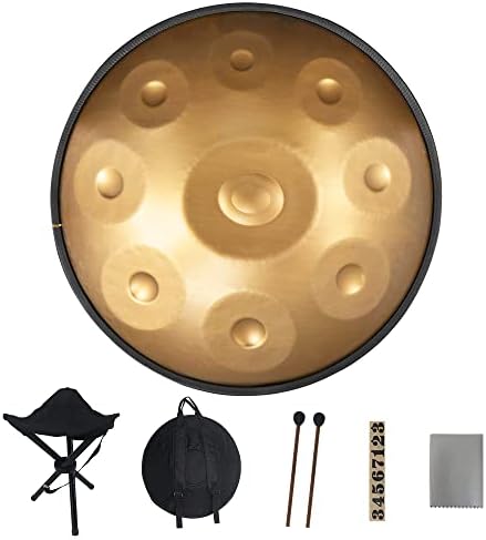 Yamaer Handpan Drum 9 Комплекти ръчни макари с бележките (Злато)