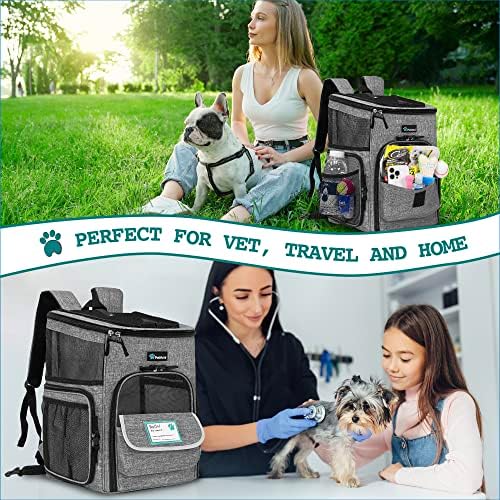 Раница-переноска PetAmi за малки котки, кучета, кученца | Одобрен авиокомпания | Вентилирани, 4 начина на входа, сигурност
