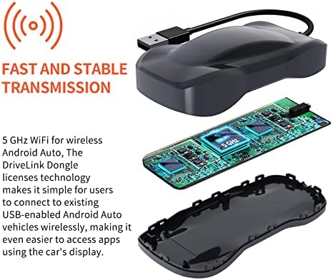 Автоматичен безжичен ключ DriveLink Android Преобразува Опънат автомобили AA в безжични, 2023 Автоматичен Безжичен адаптер