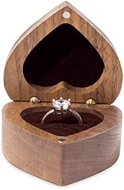 Дървена Кутия за Годежни Пръстени Wislist във формата На Сърце, Калъф за Пръстени с Гравирани за Предложения за брак