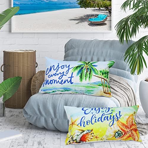 Летните Калъфки Enjoy Holiday Декоративни Калъфки за възглавници Ocean Beach Калъфки 12x20 за Вътрешно Външно разтегателни Дивана Украса на мека мебел, Комплект от 2