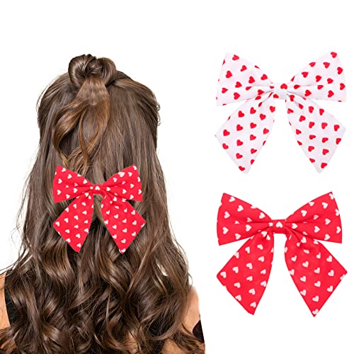 2 набор от Щипки за коса с бантиком във формата на Сърце за Свети Валентин за Жени и Момичета, Аксесоари за коса във