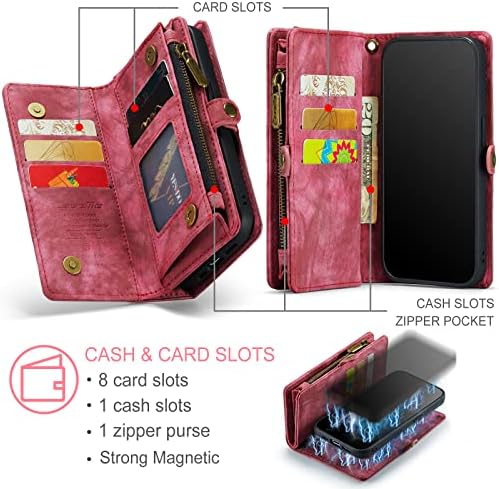 Чанта-портфейл ZORSOME за iPhone 12,2 1, Сменяем Калъф от изкуствена кожа Premium с 8 Отделения за карти, Калъф с Магнитна