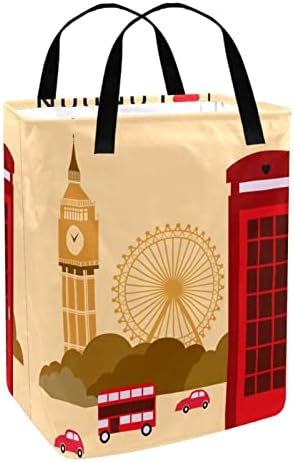 I Love London Symbols с Принтом Биг Бен, Сгъваема Кошница за дрехи, 60Л, Водоустойчив Кошници за Бельо, Кошница за Дрехи,