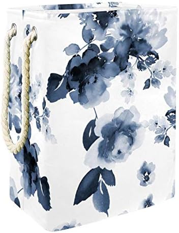 Inhomer Акварели Цветя с Ръчно изработени 300D Оксфорд PVC, Водоустойчив Кошница За Дрехи, Голяма Кошница за Дрехи за
