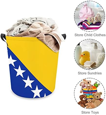 Кошница за дрехи с Флага на Босна и Херцеговина, Сгъваема Кошница за дрехи, Чанта За съхранение на бельо с Дръжки