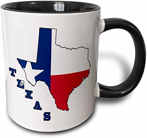 Чаша 3drose_ 58725_4 Знаме на щата Тексас за оформяне на картата и букви на Тексас. В два цвята Черна чаша, 11 грама, Многоцветен