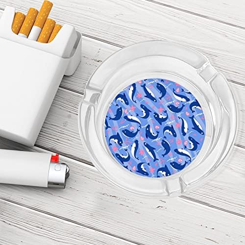 Сладък Акули Стъклен Пепелник за Цигари от Кръгли Пепелници за Домашния офис и Ресторанти