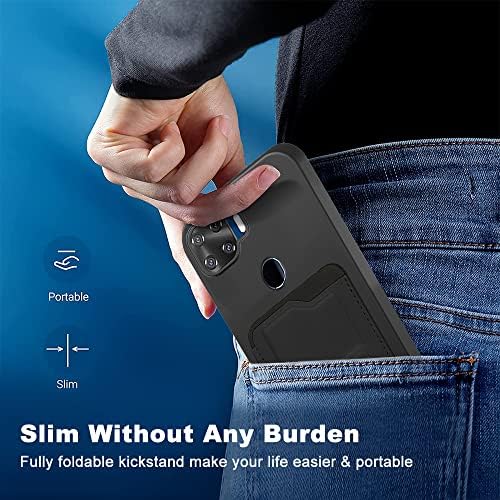 Калъф за телефон ZTE Blade X1 5G с Предпазно фолио от закалено стъкло, сгъваема поставка/Калъф-портфейл, Държач за карти