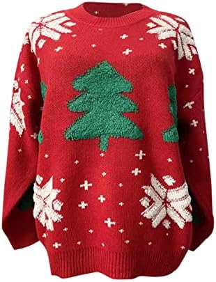 Женствена Рокля-Пуловер, Пуловер, Поло, Най-Коледен Вязаный Пуловер с Кръгло деколте, Пуловер, Рокля-Пуловер 2022