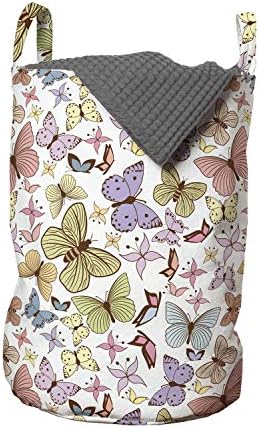 Чанта за дрехи Ambesonne Butterfly, Различни Видове Пеперуди в Каракулевом стил, Цветни Разпечатки Spring Тръпката, Кошница