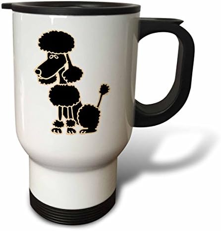 3dRose Сладък Черен Пудел, който Седи, Оригиналната Художествена Чаша за пътуване, 14 Грама, Неръждаема стомана