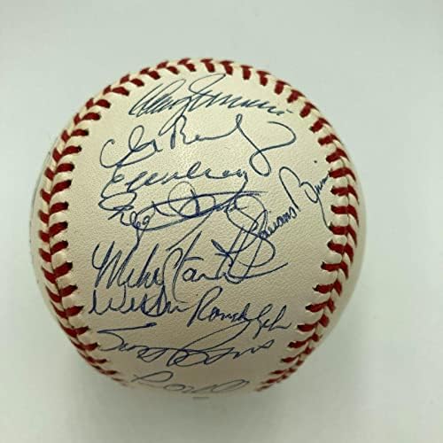 2001 Екип Ню Йорк Янкис Champs Подписа Бейзболен договор с Дереком Джетером Мариано Риверой JSA - Бейзболни топки с автографи