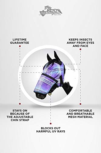 Маркова маска от мухи Kensington с подвижен чучур — Предпазва лицето и на носа на коня от кусачих насекоми и ултравиолетови