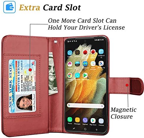 Takfox за Samsung Galaxy S21 Ultra Case Wallet, Калъф-джобен формат на Galaxy S21 Ultra от изкуствена кожа с 9 Отделения