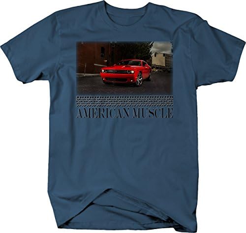 Тениска American Muscle Hotrod Challenger Red Street Scene Downtown за Мъже
