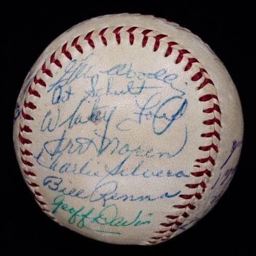 1953 Екип WSC Ню Йорк Янкис подписа бейзболен топката OAL (21 серия) Мики Мэнтла JSA LOA - Бейзболни топки с автографи