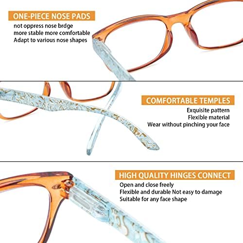 Очила за четене SIGVAN, 5 опаковки, блокиране на Синя светлина, Качествени очила с Пружинным тръба на шарнирна Връзка,