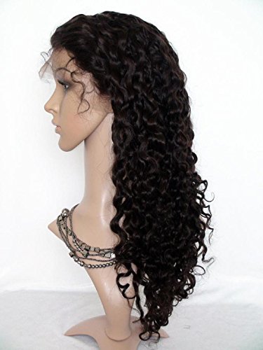 Пълен перука, завързана с плътност 150%, истински човешка коса Remy индийски дева, дълбока вълна, естествен цвят, може