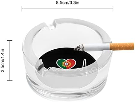 Флаг на Португалия Сърцебиене Стъклени Пепелници за Цигари Ветрозащитный Кофа за Боклук Печатни Необичайни Пепелници