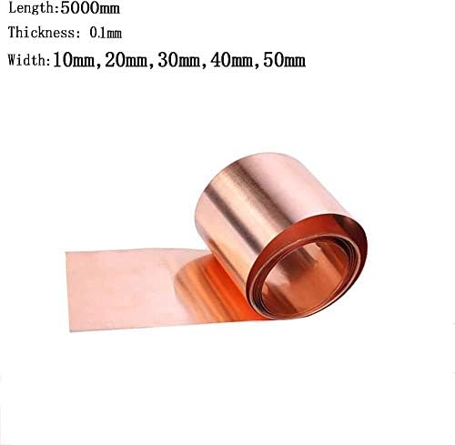 Метална медни фолио XUNKUAENXUAN Дебелина на метални пластини, от меден лист (0,1 mm) дължина: 5000 mm Латунная табела