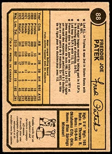 1974 O-Pee-Chee 88 Фреди Patek Канзас Сити Роялз (Бейзболна картичка) EX/MT Рояли