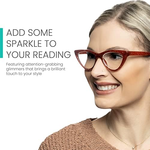 Дамски очила за четене с блестящи червени кристали Котешко око за стилен визия - Удобни дамски очила за четене с всяка
