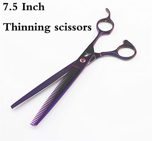 XXXDXDP Purple комплект за подстригване на домашни любимци, преки и филировочные ножица, извита черен комплект