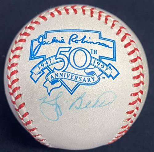 Йога Берра Подписа Бейзболен логото на Джаки Робинсън JSA - Бейзболни топки С Автографи