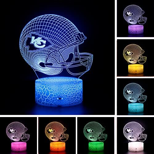 Карикатура Лидерите на Футболен Каска 3D LED Оптична Илюзия Декор Спални Настолна Лампа с Дистанционно Управление 7 Цвята