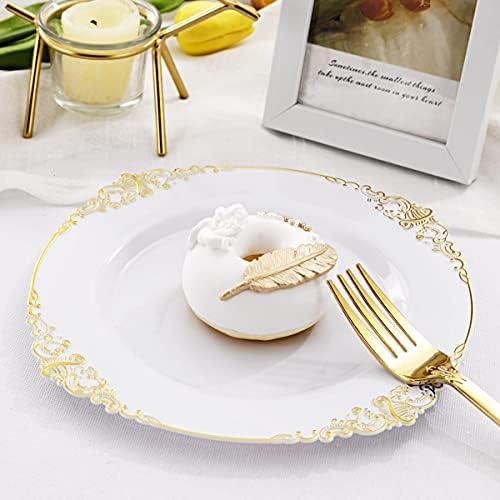 Liacere 60 Опаковки златни пластмасови чинии - Бели и златни чинии за еднократна употреба предлагат 30 златни заведения