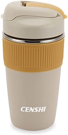 Чаша от неръждаема стомана CENSHI обем от 15 грама с панти капак и соломинкой, Пътна чашата за Кафе с вакуумна изолация