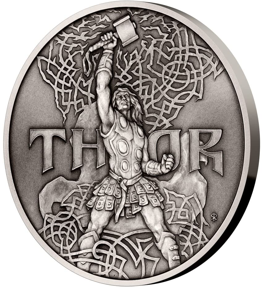 2022 DE Universal Gods PowerCoin Thor Поставка 5 Грама Сребърна монета 10 $ Ниуе 2022 Proof