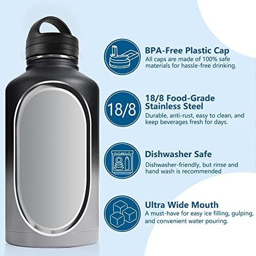 Бутилка за вода AEXPF на полгаллона с соломинкой, Бутилка за вода на 64 грама с ръкав, Спортни Изолирани Големи Стомни